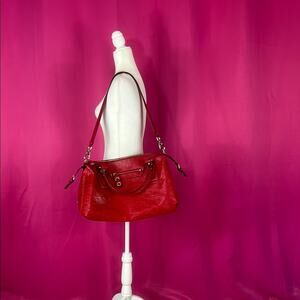 Jessica Simpson oversized crimson red convertible overnighter shoulder bag